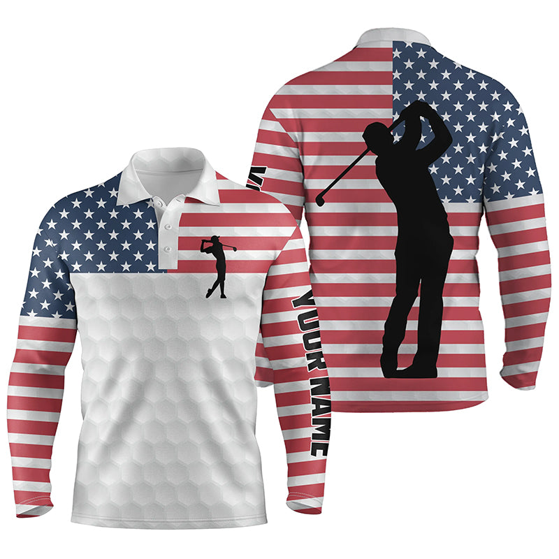 Max Corner Mens golf polo shirts American flag custom white golf ball ...