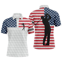 Max Corner Mens golf polo shirts American flag custom white golf ball skin patriot golf gifts for men