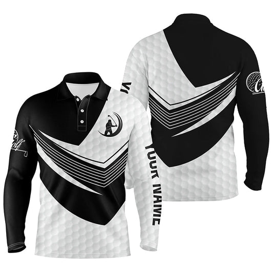 Max Corner Black and White golf balls skin custom name short sleeve, long sleeve golf polos for mens