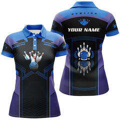 Maxcorners Purple And Blue Bowling Personalized All Over Printed Shirt For Women