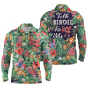 Max Corner Funny Mens golf polo shirt custom green tropical flower flamingo golf shirts talk birdie to me