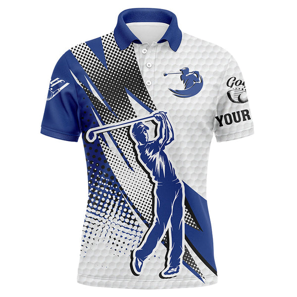 Max Corner Mens golf polo shirts custom name white and blue polo golf shirts for men