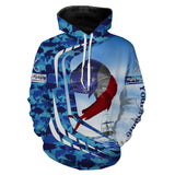 Max Corners Mahi-mahi Dorado fishing American flag patriotic blue sea camo Custom name 3D Hoodie