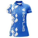 Maxcorners Blue Bowling Argyle Bowling Pattern Premium Customized Name 3D Shirt For Women