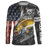 Maxcorner Walleye Fishing American Flag Patriotic Custome Name  3D shirt