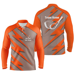 Max Corner Mens golf polo shirt orange lightning custom name and team name golf shirt