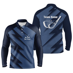 Max Corner Mens golf polo shirt blue lightning custom name and team name golf shirt, golfing gifts