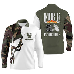 Max Corner Mens golf polo shirts custom name Veterans fire in the hole skull camo golf shirt