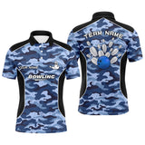 Max Corner Bowling ball and pins Blue camo Bowling Custom Name And Team Shirt