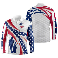 Max Corner Personalized golf polo shirts American flag white custom name mens long sleeve golf tops