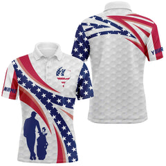 Max Corner Personalized golf polo shirts American flag white custom name mens long sleeve golf tops