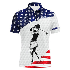 Max Corner Mens golf polo shirts custom name white American flag patriotic golf shirts for mens golfing gifts
