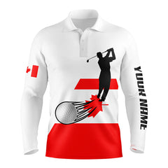 Max Corner Canadian flag Mens golf polo shirts custom name patriotic white golf shirt