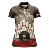 Maxcorners Vintage Brown Bowling Premium Customized Name 3D Shirt For Women