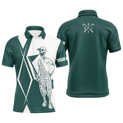 Max Corner Green and white argyle Mens golf polo shirt custom golf skull team golf jerseys best mens golf wear