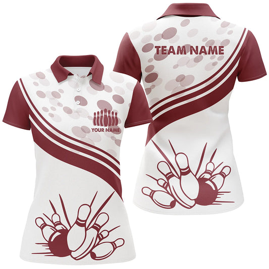 Maxcorners Vintage White Bowling Premium Customized Name 3D Shirt For Women