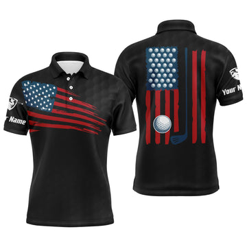Max Corner Mens golf polo shirt American flag patriotic golf shirts custom name golf gifts for men