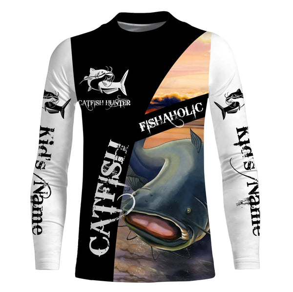 Maxcorners Customize Name All Over Printed 3D Shirt Catfish Fishing Fishaholic