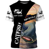 Maxcorners Customize Name All Over Printed 3D Shirt Catfish Fishing Fishaholic