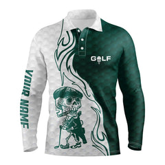Max Corner Green and white Mens golf polo shirt custom name golf skull shirts