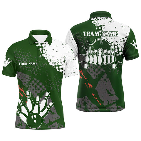 Max Corner Green and white  retro bowling ball pins Bowling jerseys Custom Name And Team Shirt