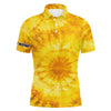 Max Corner Mens golf polo shirts with yellow tie dye pattern custom pattern golf shirt for men