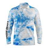 Max Corner Mens golf polo shirts blue tie dye pattern custom pattern golf shirt for men