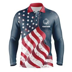 Max Corner Red white and blue American flag Mens golf polo shirts custom patriotic mens golf shirts