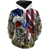 Max Corners American flag patriotic Largemouth Bass camo 3D Hoodie