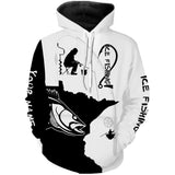 Max Corners Minnesota ice fishing Walleye winter fishing black and white Customize name 3D Hoodie