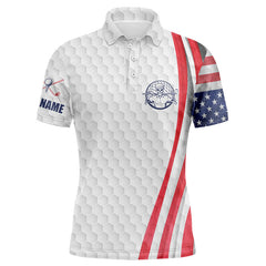 Max Corner American flag white golf ball Mens golf polo shirt custom patriotic mens golf shirts