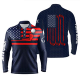 Max Corner American flag patriotic Men golf polo shirts custom name blue golf polo shirt mens