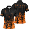 Max Corner Orange flame golf skeleton custom black Mens golf polo shirts