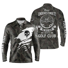 Max Corner Golf skull camo Mens golf polos shirts custom never underestimate an old man with a golf club