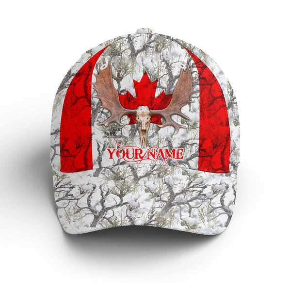 Maxcorners Moose Canada Flag Winter Snow Camo Personalized Cap