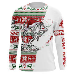 Max Corner Christmas Fishing Gifts Largemouth Bass Ugly Christmas Custom Long Sleeve Fishing Shirt Personalized Christmas Fishing gifts
