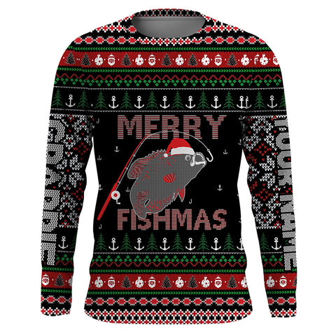 Max Corner Ugly Fishing Christmas Crappie Merry Fishmas Custom Christmas long sleeve Fishing Shirts Personalized Christmas Fishing gifts
