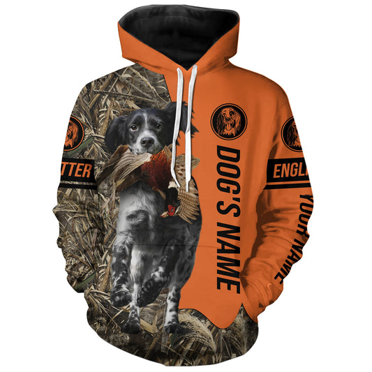 Max Corners English Setter (black and white) Hunting Dog Personalized 3D All Over Printed Hoodie