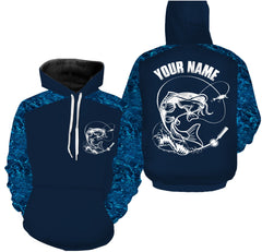 Max Corners Custom Name Catfish Fishing Blue Camouflage Fishing Hoodie