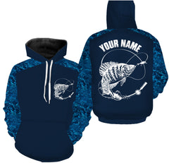 Max Corners Custom Name Crappie Fishing Blue Camouflage Fishing Hoodie