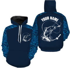 Max Corners Custom Name Redfish Fishing Blue Camouflage Fishing Hoodie