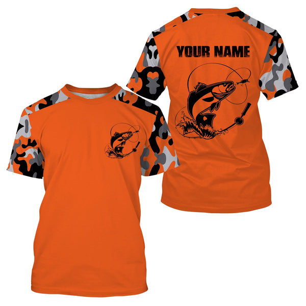 Personalized Redfish (Red Drum) Fishing Camouflage Orange Performance Fishing Shirt