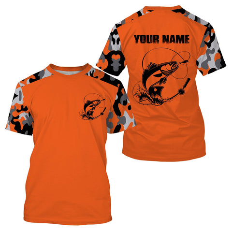 Personalized Redfish (Red Drum) Fishing Camouflage Orange Performance Fishing Shirt