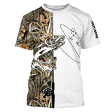 Walleye Fishing Walleye Tattoo Camo Fishing Rod Custom Name Shirt