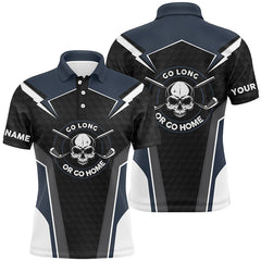 Max Corner Skull Golf Shirts For Mens, Navy Skull Custom Name Mens Golf Shirt, Golf Polo Shirts For Men