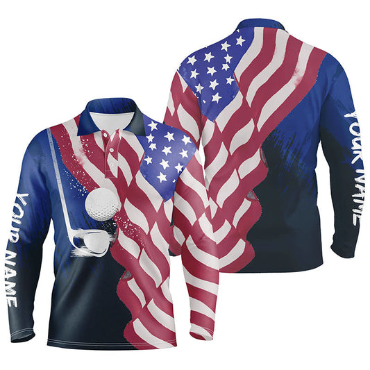 Max Corner Watercolor 3D American Flag Golf Polos 4Th Of July Golfer Gifts, Patriotic Golf Tops For Men