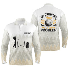 Max Corner Argyle Pattern Mens Golf Polo Shirt, Personalized Heartbeat Beer Golf Shirts For Men