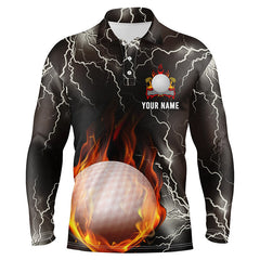Max Corner Customized Thunder Fire Flame Mens Golf Polo Shirts Lightning Golf Shirts For Men
