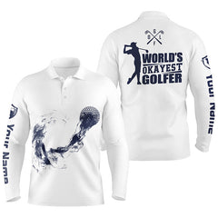 Max Corner Navy And White Mens Golf Polo Shirts, Personalized Golf Shirts For Men, Cool Golf Gifts