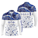 Max Corner Blue Seamless Mens Golf Polo Shirt Personalized Heartbeat Golf Shirts For Men